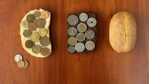 Bread and Money Stock Photos