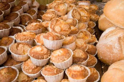 Bread and muffins Stock Photos