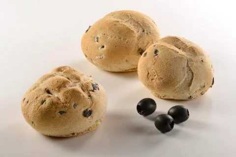 Bread and olives Stock Photos