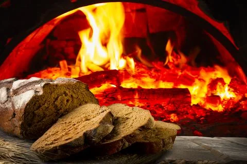 Bread and oven Stock Photos