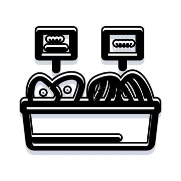 Bread and pastries display in store icon Stock Illustration