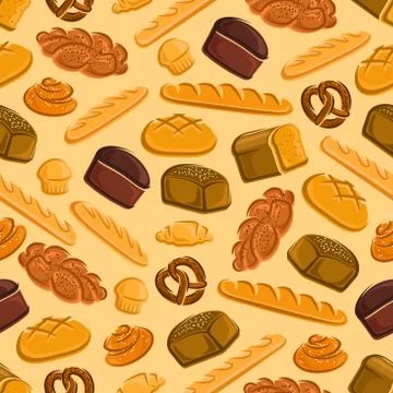 Bread and pastries seamless pattern Illustrazione stock