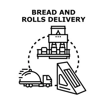 Bread and rolls delivery concept vector illustration Stock Illustration