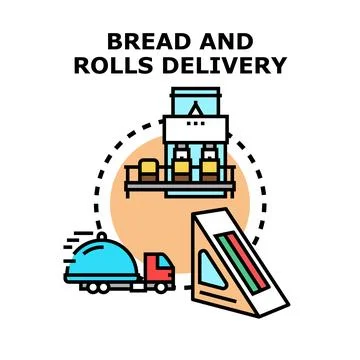 Bread and rolls delivery concept vector illustration Stock Illustration