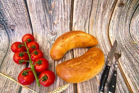 Bread and rolls fresh from the bakery, served warm. Stock Photos