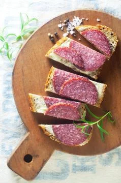 Bread And Salami Foto stock