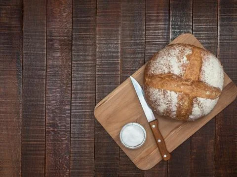 Bread and salt. Prepared according to the classic recipe in the oven. Stock Photos