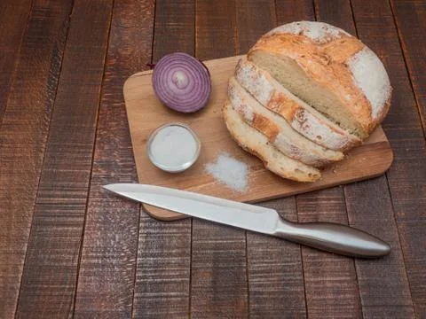 Bread and salt. Prepared according to the classic recipe in the oven. Stock Photos