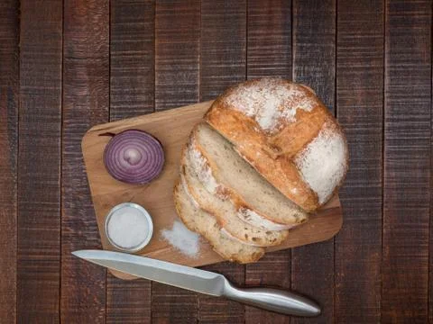 Bread and salt. Prepared according to the classic recipe in the oven. Stock Photos