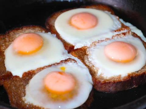 Bread and scrambled eggs Photos