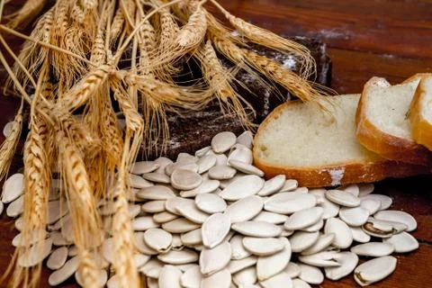 Bread and Spikelets Stock Photos