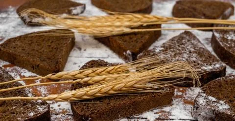 Bread and Spikelets Stock Photos