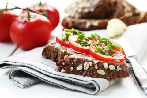 Bread And Tomato Stock Photos