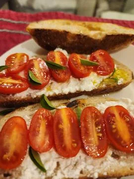 Bread and tomato starter Stock Photos