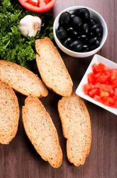 Bread and vegetables Stock Photos