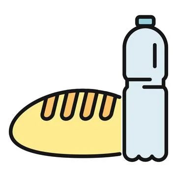 Bread and water bottle basic survival food illustration Иллюстрация