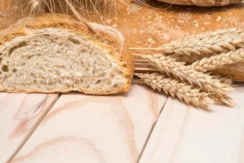 Bread and wheat Stock Photos