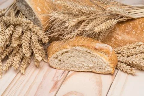 Bread and wheat Stock Photos