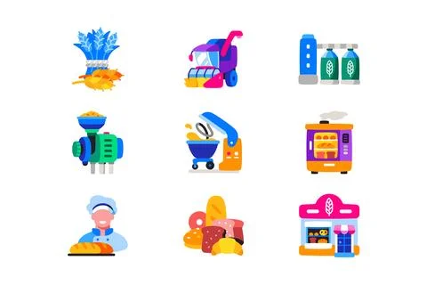 Bread and wheat vector icons Stock Illustration