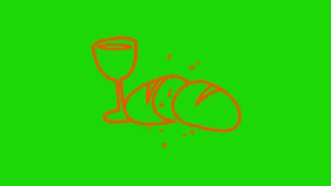Bread and wine animation on green screen Vídeo Stock 329833809