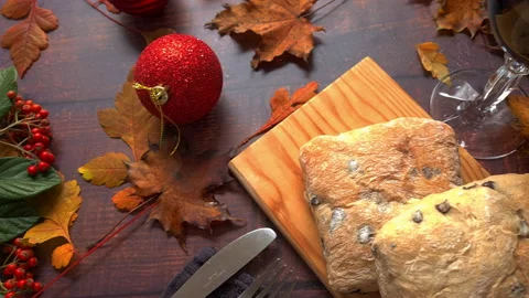 Bread and wine in Autumn. Stock Footage 142964818