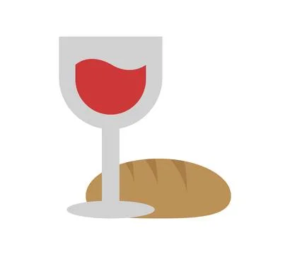 Bread and wine icon illustrated in vector on white background 스톡 일러스트