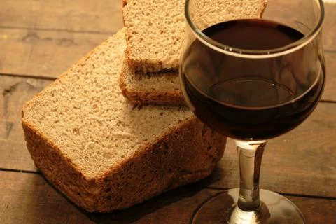 Bread and wine Stock Photos