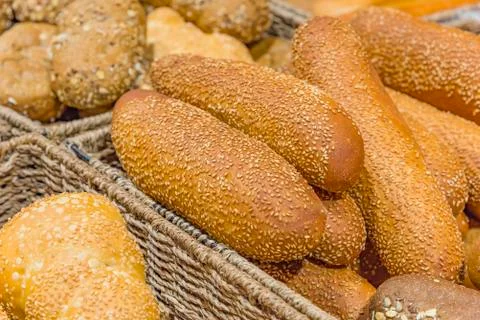 Bread assortment background Stock Photos