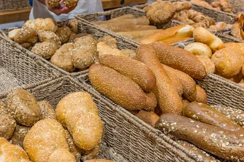 Bread assortment background Stock Photos