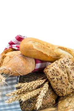 Bread assortment on a white background Stock Photos
