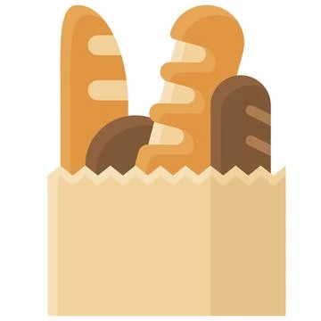 Bread bag icon, Bakery and baking related vector Stock Illustration