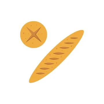 Bread Baguette Flat Illustration. Clean Icon Design Element on Isolated Whi.. Stock Illustration