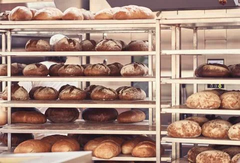 Bread baked in the bakery Stock Photos