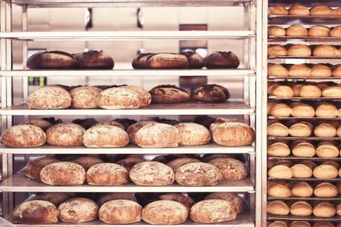 Bread baked in the bakery Stock Photos