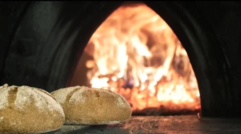 Bread baked in wood oven Vídeo Stock 54898688