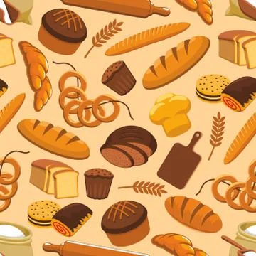 Bread bakery and pastry seamless pattern 스톡 일러스트