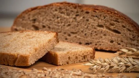 Bread Bakery Background. Grains And Wheat Ears Stock Photos