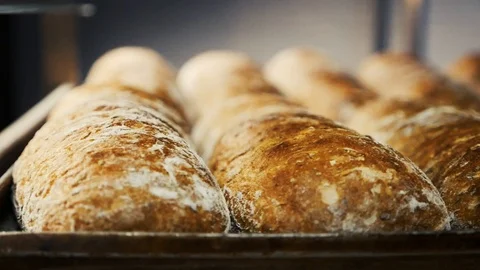 Bread in the bakery. Fresh pastries Stock Footage 118309691
