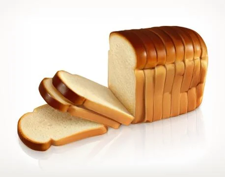 Bread, bakery icon, sliced fresh wheat bread isolated on white background Stock Illustration