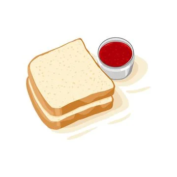 Bread, bakery icon, sliced fresh wheat bread with fruit jam isolated on white Stock Illustration