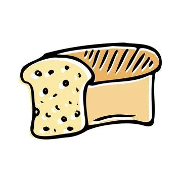 Bread, bakery icon, sliced fresh wheat bread isolated on white background Illustrazione stock