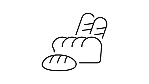 Bread bakery motion icon outline style. Animated breads symbol Stock Footage 317563987