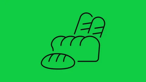 Bread bakery motion icon outline style on green screen Stock Footage 317563988