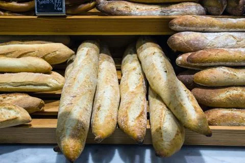 Bread in a bakery or baker's shop Stock Photos