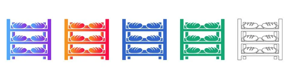 Bread Bakery Shelf Vector Icon Set icon set Stock Illustration