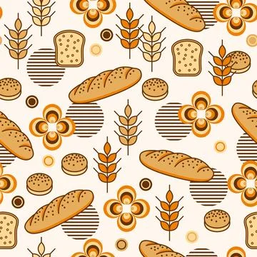 Bread, bakery themed background with icons Stock Illustration