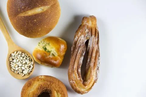 Bread bakery top view high angle close up Stock Photos