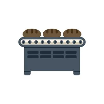 Bread baking factory machine processing food production conveyor belt Stock Illustration