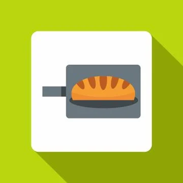Bread baking icon, flat style Illustrazione stock