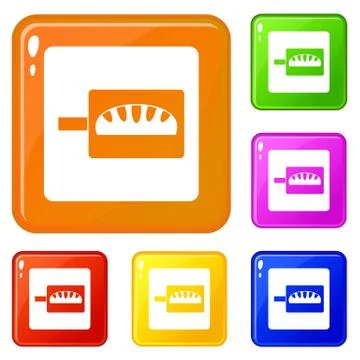 Bread baking icons set vector color Illustrazione stock